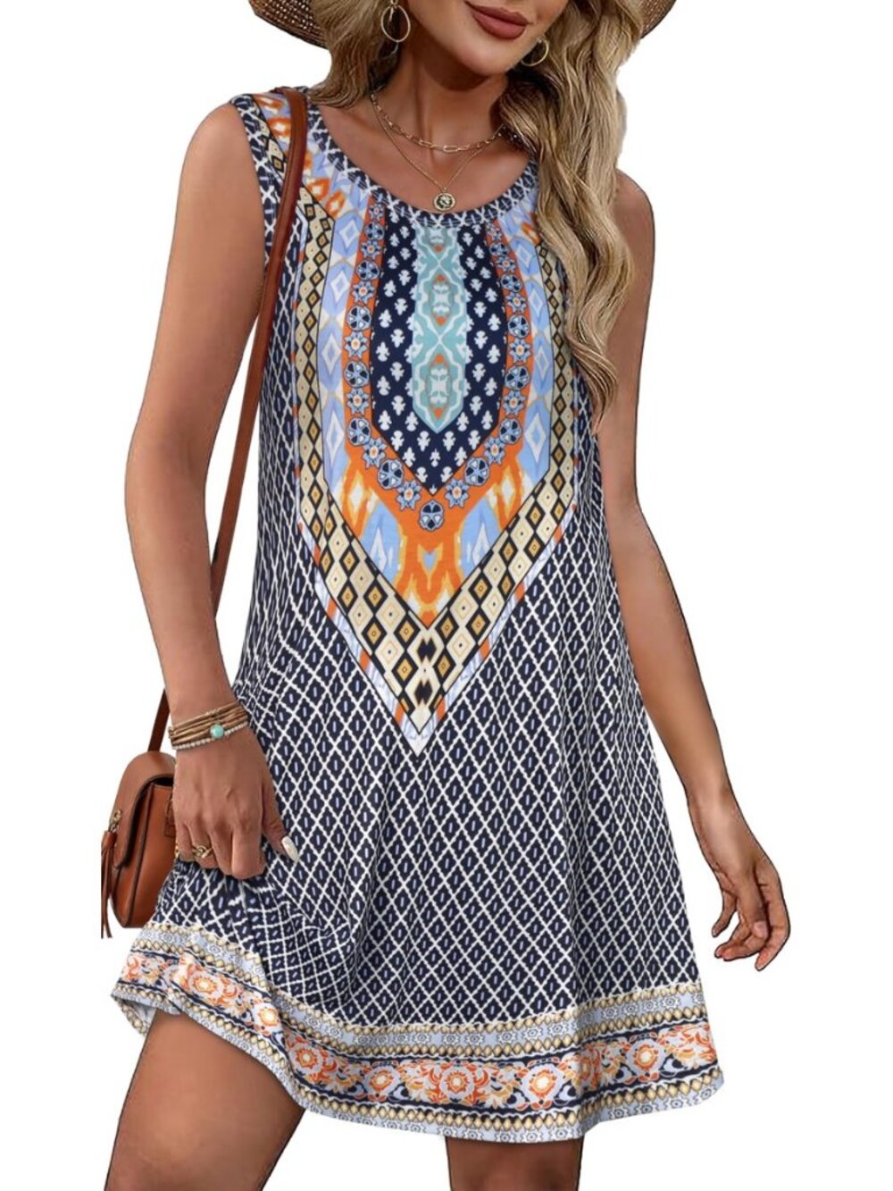 Summer Dresses for Women Boho Sleeveless Pocket Tshirt Sundresses